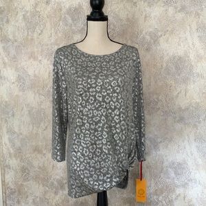 Silver Tunic Top, Size L, NWT